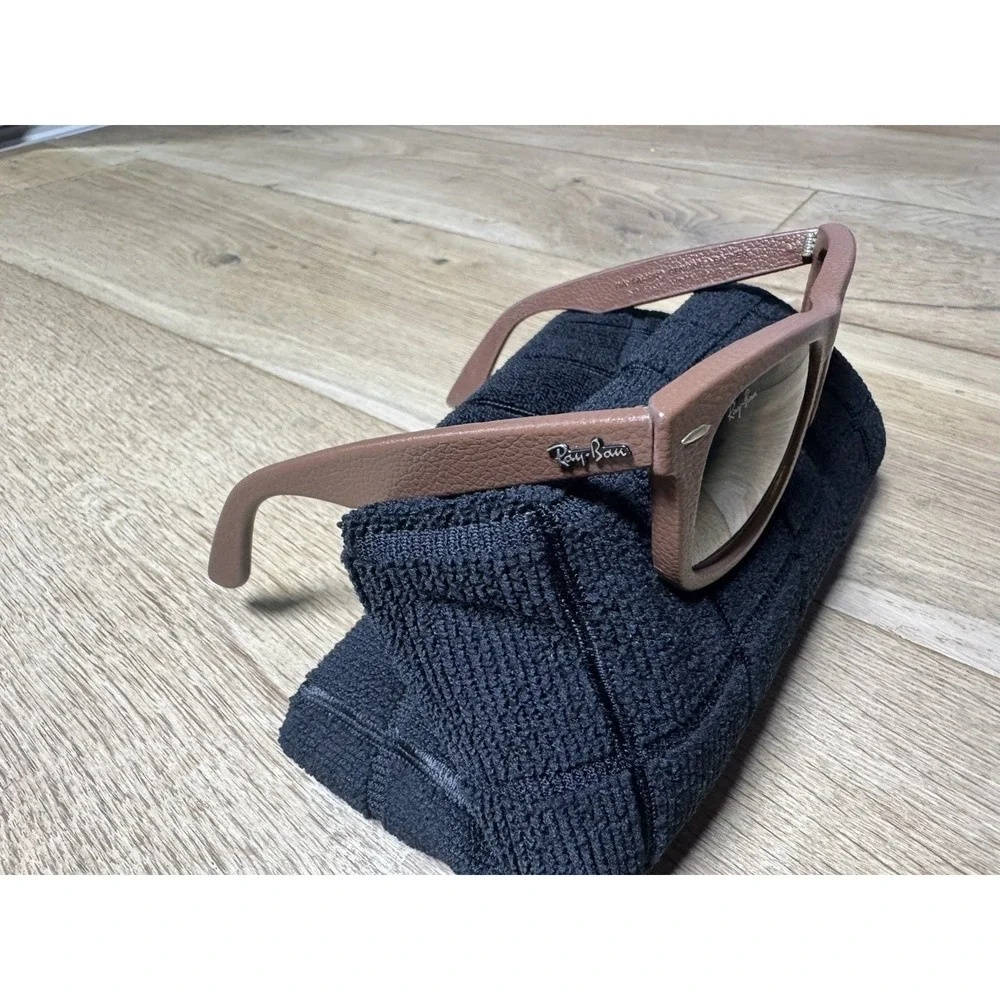 Ray Bans RB2140-Q-M 50[]22 GENUINE LEATHER BROWN GRADIENT UV WAYFARER SUNGLASSES
